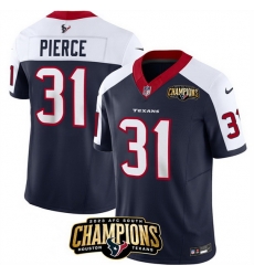 Men Houston Texans 31 Dameon Pierce Navy White 2023 F U S E AFC South Champions Patch Limited Stitched Football Jersey Men Houston Texans 31 Dameon Pierce Navy White 2023 F U S E AFC South Champions Patch Limited Stitched Football Jersey