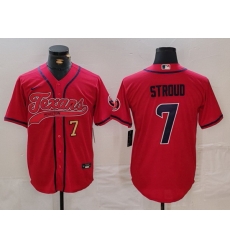 Men Houston Texans 7 C J Stroud Red With Patch Cool Base Stitched Baseball Jersey 1 Men Houston Texans 7 C J Stroud Red With Patch Cool Base Stitched Baseball Jersey 1