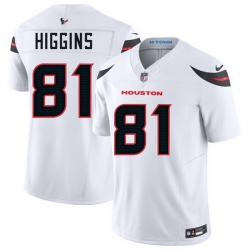 Men Houston Texans 81 Jayden Higgins White 2025 Draft Vapor F U S E  Limited Stitched Jersey