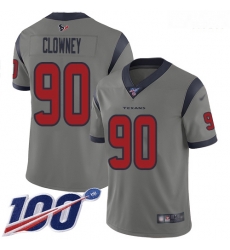 Texans 90 Jadeveon Clowney Gray Men Stitched Football Limited Inverted Legend 100th Season Jersey Texans 90 Jadeveon Clowney Gray Men Stitched Football Limited Inverted Legend 100th Season Jersey