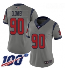 Texans #90 Jadeveon Clowney Gray Women Stitched Football Limited Inverted Legend 100th Season Jersey Texans #90 Jadeveon Clowney Gray Women Stitched Football Limited Inverted Legend 100th Season Jersey