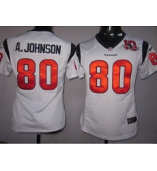 Women Nike Houston Texans #80 Andre Johnson White Nike NFL Jerseys W 10th Patch Women Nike Houston Texans #80 Andre Johnson White Nike NFL Jerseys W 10th Patch