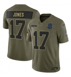 Men Indianapolis Colts 17 Daniel Jones Olive 2025 F U S E  Salute to Service Limited Stitched Football Jersey