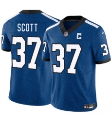 Men Indianapolis Colts 37 Daniel Scott Blue 2025 F U S E  Throwback Vapor Limited Stitched Football Jersey