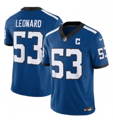 Men Indianapolis Colts 53 Shaquille Leonard Royal 2023 F U S E Indiana Nights Limited Stitched Football Jersey Men Indianapolis Colts 53 Shaquille Leonard Royal 2023 F U S E Indiana Nights Limited Stitched Football Jersey