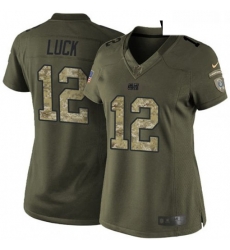Womens Nike Indianapolis Colts 12 Andrew Luck Elite Green Salute to Service NFL Jersey Womens Nike Indianapolis Colts 12 Andrew Luck Elite Green Salute to Service NFL Jersey
