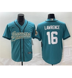 Men Jacksonville Jaguars 16 Trevor Lawrence Teal With Patch Cool Base Stitched Baseball Jersey Men Jacksonville Jaguars 16 Trevor Lawrence Teal With Patch Cool Base Stitched Baseball Jersey