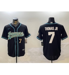 Men Jacksonville Jaguars 7 Brian Thomas Jr Black With Patch Cool Base Stitched Baseball Jersey 1 Men Jacksonville Jaguars 7 Brian Thomas Jr Black With Patch Cool Base Stitched Baseball Jersey 1