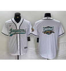 Men Jacksonville Jaguars White With Patch Cool Base Stitched Baseball Jersey Men Jacksonville Jaguars White With Patch Cool Base Stitched Baseball Jersey