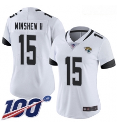 Jaguars #15 Gardner Minshew II White Women Stitched Football 100th Season Vapor Limited Jersey Jaguars #15 Gardner Minshew II White Women Stitched Football 100th Season Vapor Limited Jersey