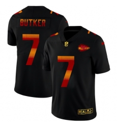 Kansas City Chiefs 7 Harrison Butker Men Black Nike Red Orange Stripe Vapor Limited NFL Jersey Kansas City Chiefs 7 Harrison Butker Men Black Nike Red Orange Stripe Vapor Limited NFL Jersey