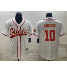 Men Kansas City Chiefs 10 Isiah Pacheco White With Patch Cool Base Stitched Baseball Jersey Men Kansas City Chiefs 10 Isiah Pacheco White With Patch Cool Base Stitched Baseball Jersey