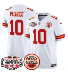 Men Kansas City Chiefs 10 Isiah Pachecoy White F U S E 2024 AFC West Division Champions Vapor Limited Stitched Football Jersey Men Kansas City Chiefs 10 Isiah Pachecoy White F U S E 2024 AFC West Division Champions Vapor Limited Stitched Football Jersey