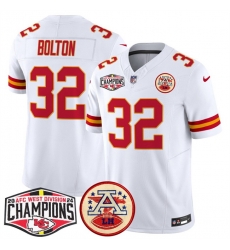 Men Kansas City Chiefs 32 Nick Bolton White F U S E 2024 AFC West Division Champions Vapor Limited Stitched Football Jersey Men Kansas City Chiefs 32 Nick Bolton White F U S E 2024 AFC West Division Champions Vapor Limited Stitched Football Jersey