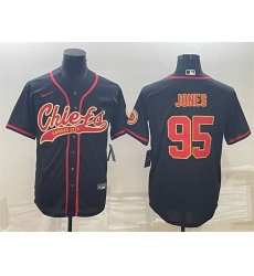 Men Kansas City Chiefs 95 Chris Jones Black With Patch Cool Base Stitched Baseball Jersey Men Kansas City Chiefs 95 Chris Jones Black With Patch Cool Base Stitched Baseball Jersey