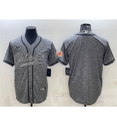 Men Kansas City Chiefs Blank Grey With Patch Cool Base Stitched Baseball Jersey Men Kansas City Chiefs Blank Grey With Patch Cool Base Stitched Baseball Jersey