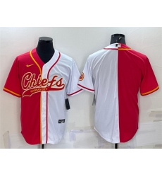 Men Kansas City Chiefs Blank Red White Split With Patch Cool Base Stitched Baseball Jersey Men Kansas City Chiefs Blank Red White Split With Patch Cool Base Stitched Baseball Jersey