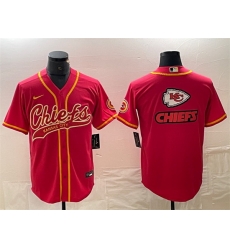 Men Kansas City Chiefs Red Team Big Logo With Patch Cool Base Stitched Baseball Jersey Men Kansas City Chiefs Red Team Big Logo With Patch Cool Base Stitched Baseball Jersey