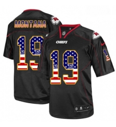 Men Nike Kansas City Chiefs 19 Joe Montana Elite Black USA Flag Fashion NFL Jersey Men Nike Kansas City Chiefs 19 Joe Montana Elite Black USA Flag Fashion NFL Jersey
