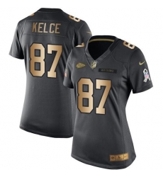 Nike Chiefs #87 Travis Kelce Black Womens Stitched NFL Limited Gold Salute to Service Jersey Nike Chiefs #87 Travis Kelce Black Womens Stitched NFL Limited Gold Salute to Service Jersey