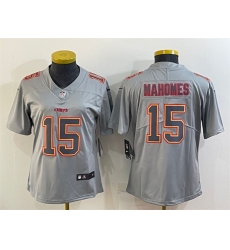 Women Kansas City Chiefs 15 Patrick Mahomes Grey Atmosphere Fashion Stitched Jersey Women Kansas City Chiefs 15 Patrick Mahomes Grey Atmosphere Fashion Stitched Jersey