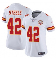 Women Kansas City Chiefs 42 Carson Steele White Vapor Untouchable Limited Stitched Jersey Women Kansas City Chiefs 42 Carson Steele White Vapor Untouchable Limited Stitched Jersey