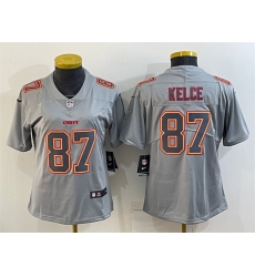 Women Kansas City Chiefs 87 Travis Kelce Grey Atmosphere Fashion Stitched Jersey Women Kansas City Chiefs 87 Travis Kelce Grey Atmosphere Fashion Stitched Jersey