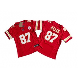 Women Kansas City Chiefs 87 Travis Kelce Red 2023 F U S E  Vapor Untouchable Limited Stitched Jersey 