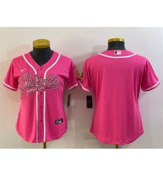 Women Kansas City Chiefs Blank Pink With Patch Cool Base Stitched Baseball Jersey Women Kansas City Chiefs Blank Pink With Patch Cool Base Stitched Baseball Jersey