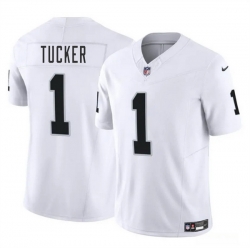 Men Las Vegas Raiders 1 Tre Tucker White 2025 F U S E  Vapor Stitched Football Jersey