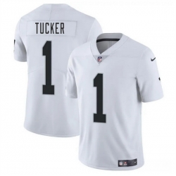 Men Las Vegas Raiders 1 Tre Tucker White 2025 Vapor Stitched Football Jersey
