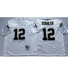 Men Las Vegas Raiders 12 Ken Stabler White M&N Throwback Jersey Men Las Vegas Raiders 12 Ken Stabler White M&N Throwback Jersey