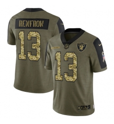 Men Las Vegas Raiders 13 Hunter Renfrow 2021 Salute To Service Olive Camo Limited Stitched Jersey Men Las Vegas Raiders 13 Hunter Renfrow 2021 Salute To Service Olive Camo Limited Stitched Jersey
