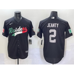 Men Las Vegas Raiders 2 Ashton Jeanty Black Mexico Cool Base Stitched Baseball Jersey