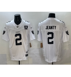 Men Las Vegas Raiders 2 Ashton Jeanty White 2025 Draft F U S E With Nevada Silver Stat Patch And 65th Anniversary Patch Stitched Football Jersey Men Las Vegas Raiders 2 Ashton Jeanty White 2025 Draft F U S E With Nevada Silver Stat Patch And 65th Anniversary Patch Stitched Football Jersey