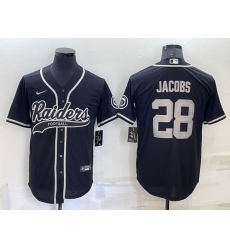 Men Las Vegas Raiders 28 Josh Jacobs Black Cool Base Stitched Baseball Jersey Men Las Vegas Raiders 28 Josh Jacobs Black Cool Base Stitched Baseball Jersey