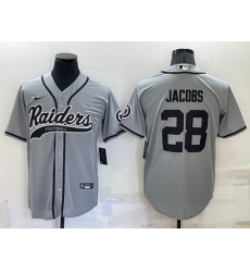 Men Las Vegas Raiders 28 Josh Jacobs Grey Cool Base Stitched Baseball Jersey Men Las Vegas Raiders 28 Josh Jacobs Grey Cool Base Stitched Baseball Jersey