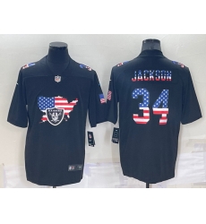 Men Las Vegas Raiders 34 Bo Jackson Black USA Flag Limited Stitched Jersey Men Las Vegas Raiders 34 Bo Jackson Black USA Flag Limited Stitched Jersey
