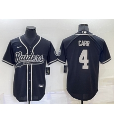Men Las Vegas Raiders 4 Derek Carr Black Cool Base Stitched Baseball Jersey Men Las Vegas Raiders 4 Derek Carr Black Cool Base Stitched Baseball Jersey