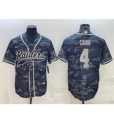 Men Las Vegas Raiders 4 Derek Carr Grey Camo With Patch Cool Base Stitched Baseball Jersey Men Las Vegas Raiders 4 Derek Carr Grey Camo With Patch Cool Base Stitched Baseball Jersey