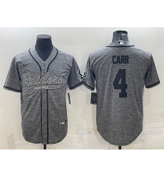 Men Las Vegas Raiders 4 Derek Carr Grey With Patch Cool Base Stitched Baseball Jersey Men Las Vegas Raiders 4 Derek Carr Grey With Patch Cool Base Stitched Baseball Jersey