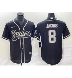 Men Las Vegas Raiders 8 Josh Jacobs Black Cool Base Stitched Baseball Jersey Men Las Vegas Raiders 8 Josh Jacobs Black Cool Base Stitched Baseball Jersey