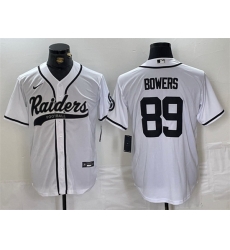 Men Las Vegas Raiders 89 Brock Bowers White Cool Base Stitched Baseball Jersey Men Las Vegas Raiders 89 Brock Bowers White Cool Base Stitched Baseball Jersey