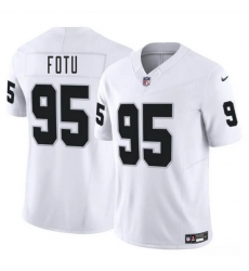 Men Las Vegas Raiders 95 Leki Fotu White 2025 F U S E  Vapor Stitched Football Jersey
