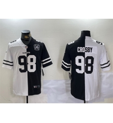 Men Las Vegas Raiders 98 Maxx Crosby Black 26 White Split With 65th Anniversary Patch Vapor Limited Stitched Jersey Men Las Vegas Raiders 98 Maxx Crosby Black 26 White Split With 65th Anniversary Patch Vapor Limited Stitched Jersey