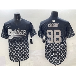 Men Las Vegas Raiders 98 Maxx Crosby Black Limited Stitched Baseball Jersey