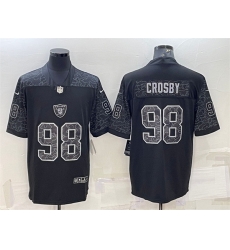 Men Las Vegas Raiders 98 Maxx Crosby Black Reflective Limited Stitched Football Jersey Men Las Vegas Raiders 98 Maxx Crosby Black Reflective Limited Stitched Football Jersey
