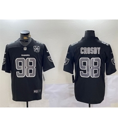 Men Las Vegas Raiders 98 Maxx Crosby Black With 65th Anniversary Patch Vapor Limited Stitched Jersey Men Las Vegas Raiders 98 Maxx Crosby Black With 65th Anniversary Patch Vapor Limited Stitched Jersey