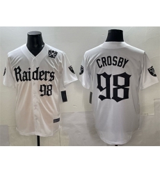 Men Las Vegas Raiders 98 Maxx Crosby White  27Gothic Sin City Shadows Edition 27 With 65th Anniversary Patch Vapor Limited Stitched Baseball Jersey
