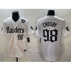 Men Las Vegas Raiders 98 Maxx Crosby White  27Gothic Sin City Shadows Edition 27 With 65th Anniversary Patch Vapor Limited Stitched Baseball Jersey